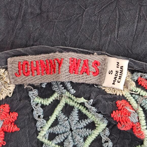 Johnny Was Embroidered Tunic Mini Dress Gray Rayon | Women's Small - Picture 6 of 16